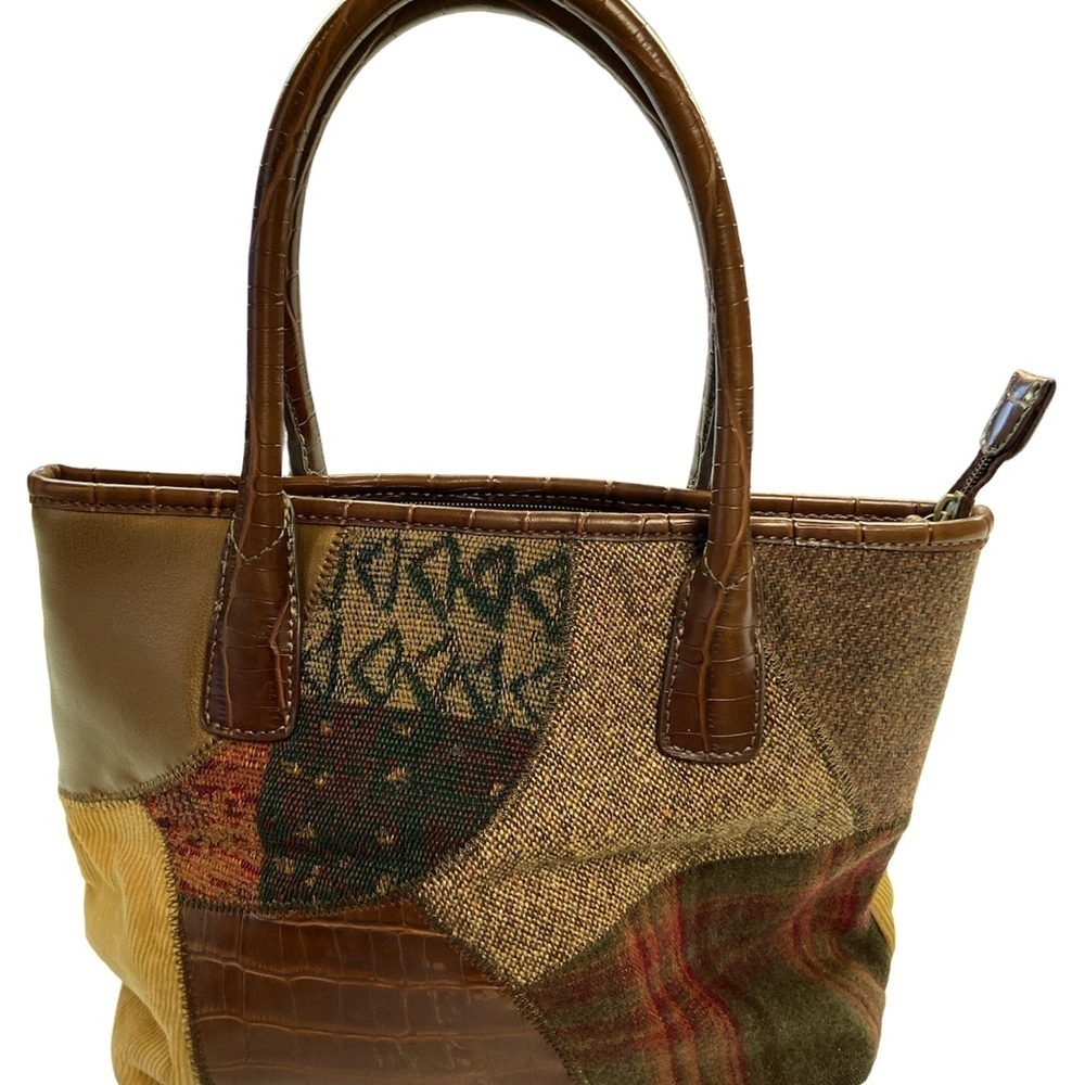 Patchwork Shoulder Bag Mixed Media Euc - image 2